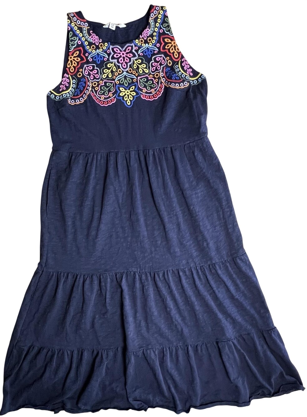 Boden Dress Womens 10P Blue Sundress Tank Dress Long Embroidered Casual